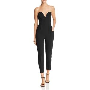 Amanda Uprichard Womens Cherri Lined Strapless Black Jumpsuit Sz S